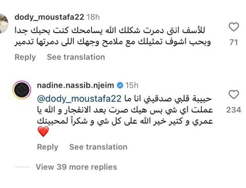 نادين نسيب نجيم ترد على متابعة انتقدت شكلها: